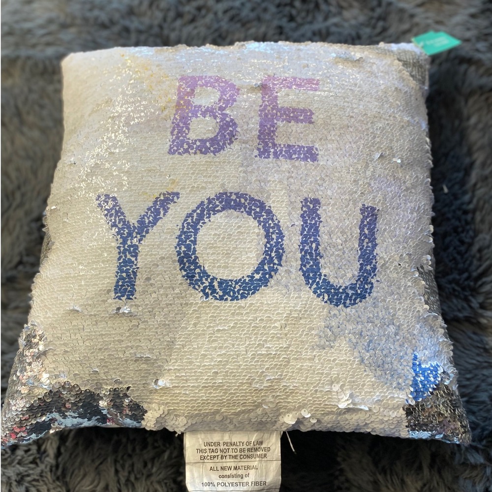 Sparkle‎ Sequin "Be You" Throw Pillow Reversible Glitter Magic Pillow